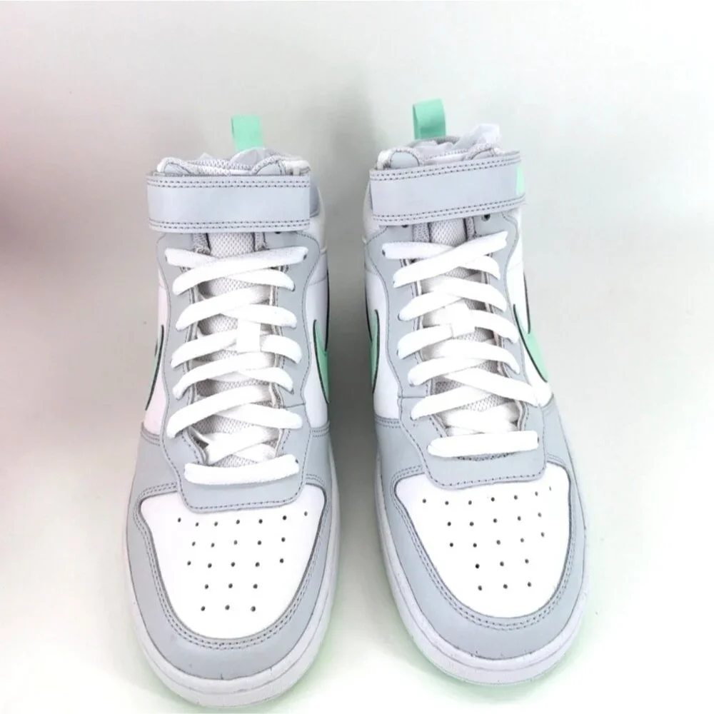 Nike Court Borough Mid 2 Basketball Sneakers White Mint Big Kid Girls Size 6.5Y